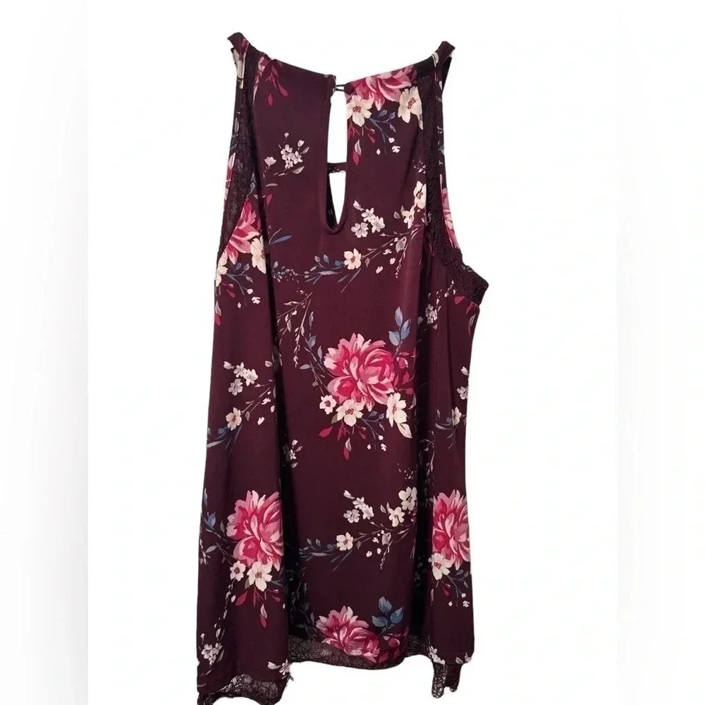 White House Black Market burgundy floral tank